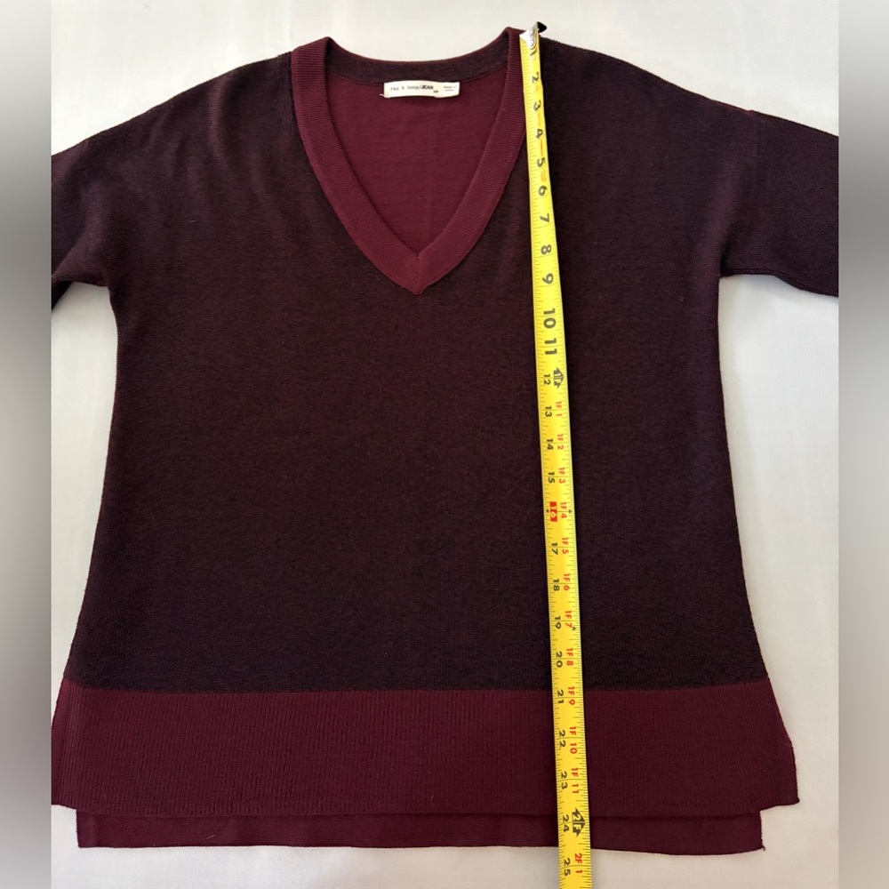 rag & bone taylor v-neck fine merino wool sweater Burgundy size Small - Picture 11 of 15